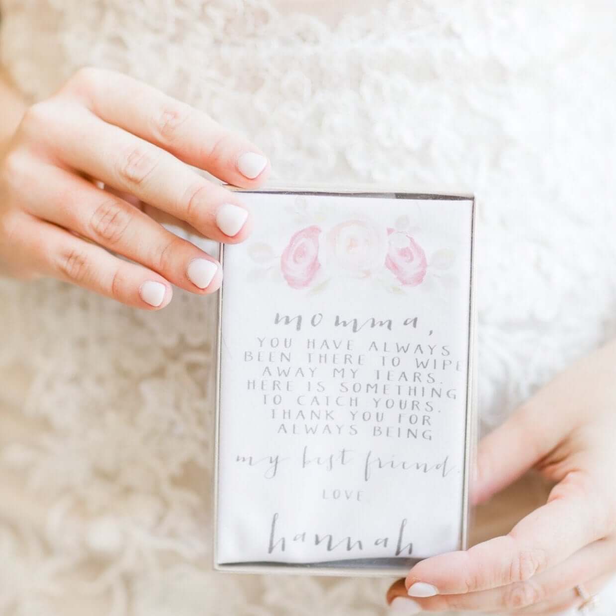 A Touching Tradition: The Mother of the Bride's Personalized Handkerchief Gift