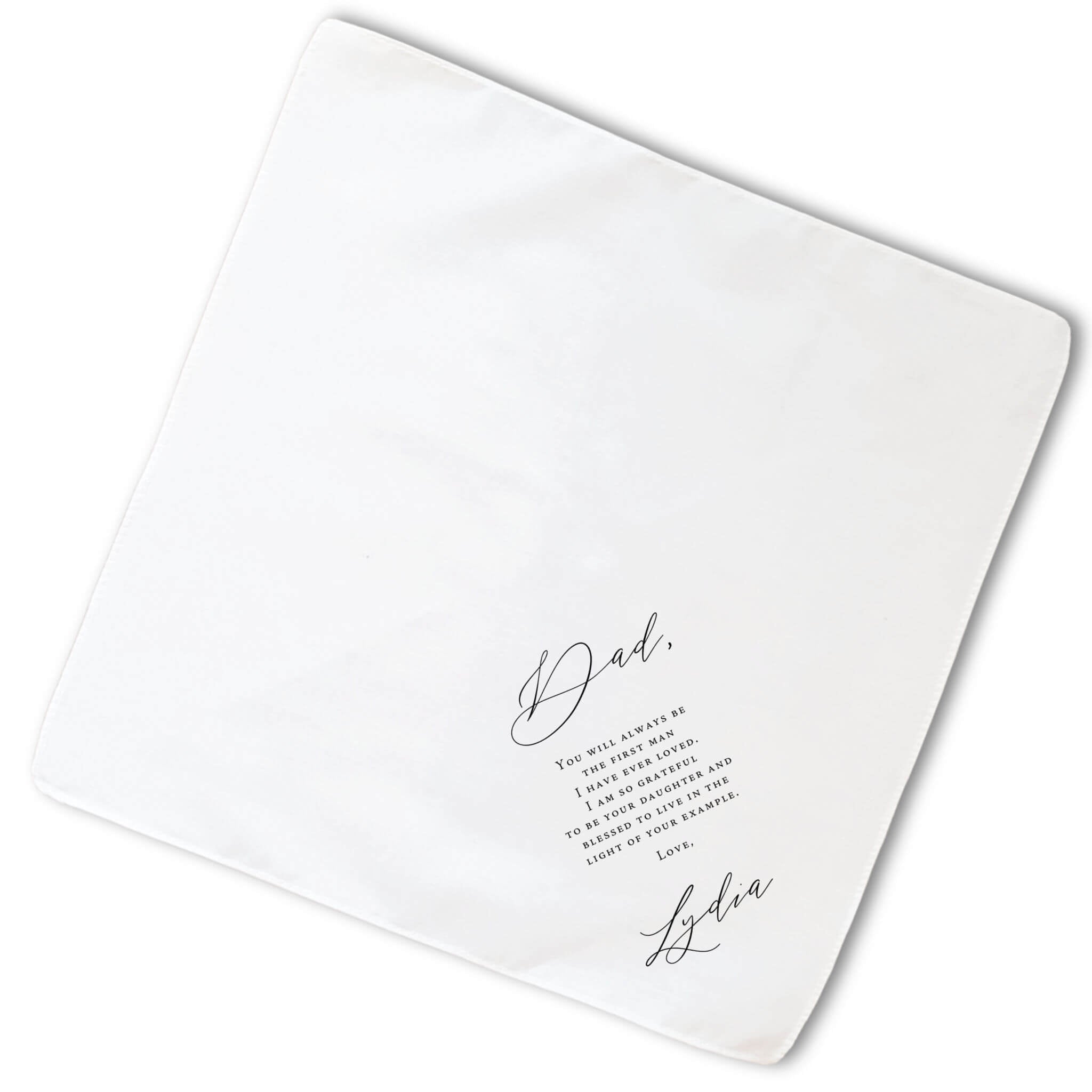 classic father handkerchief laying flat on white background