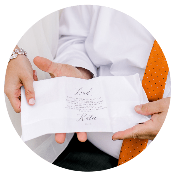 dad holding handkerchief