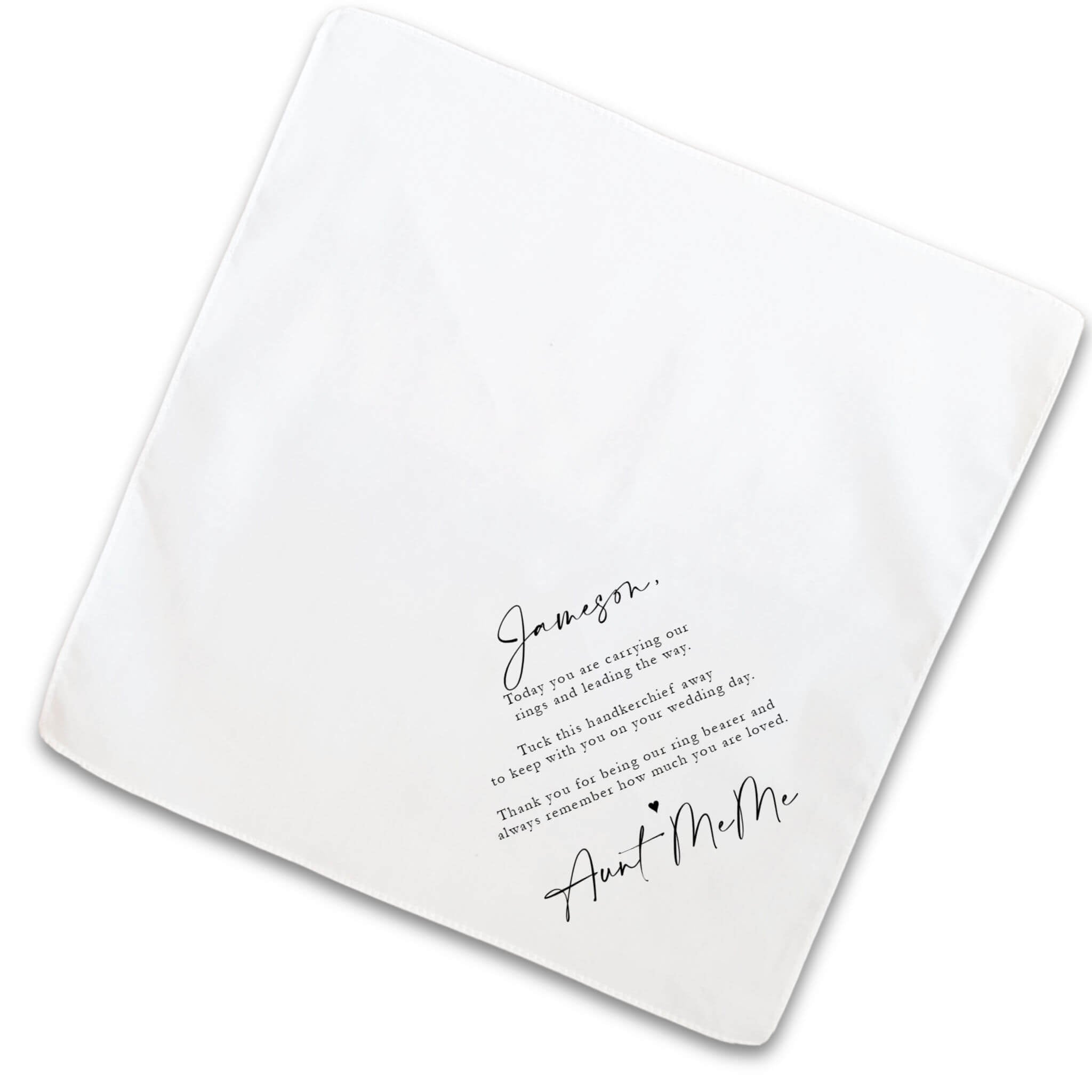 modern pen ring bearer handkerchief open flat