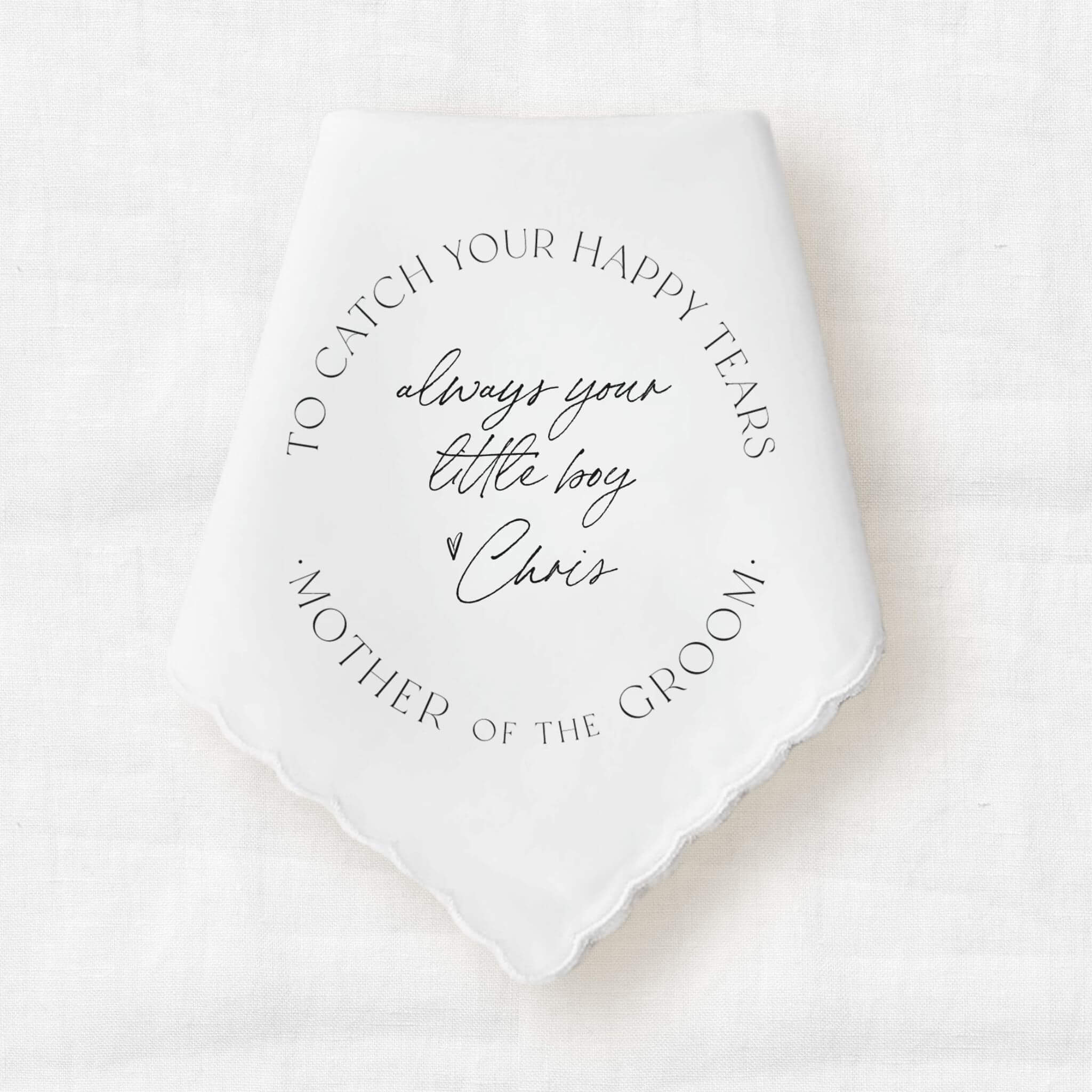 cotton handkerchief from the groom to his mother for wedding day gift