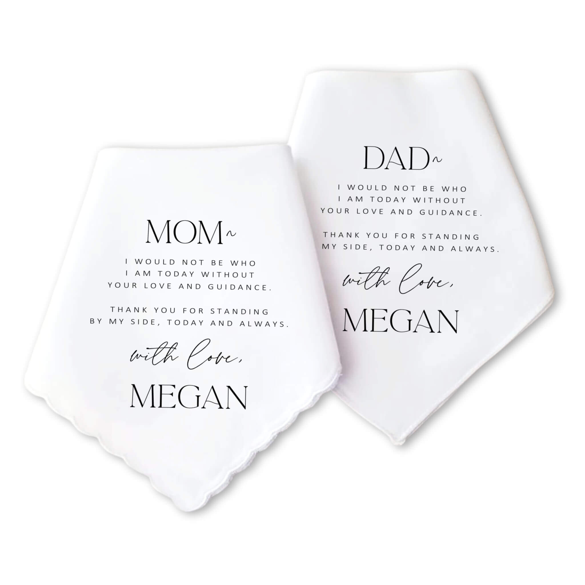 serif parents of the bride handkerchief gift set