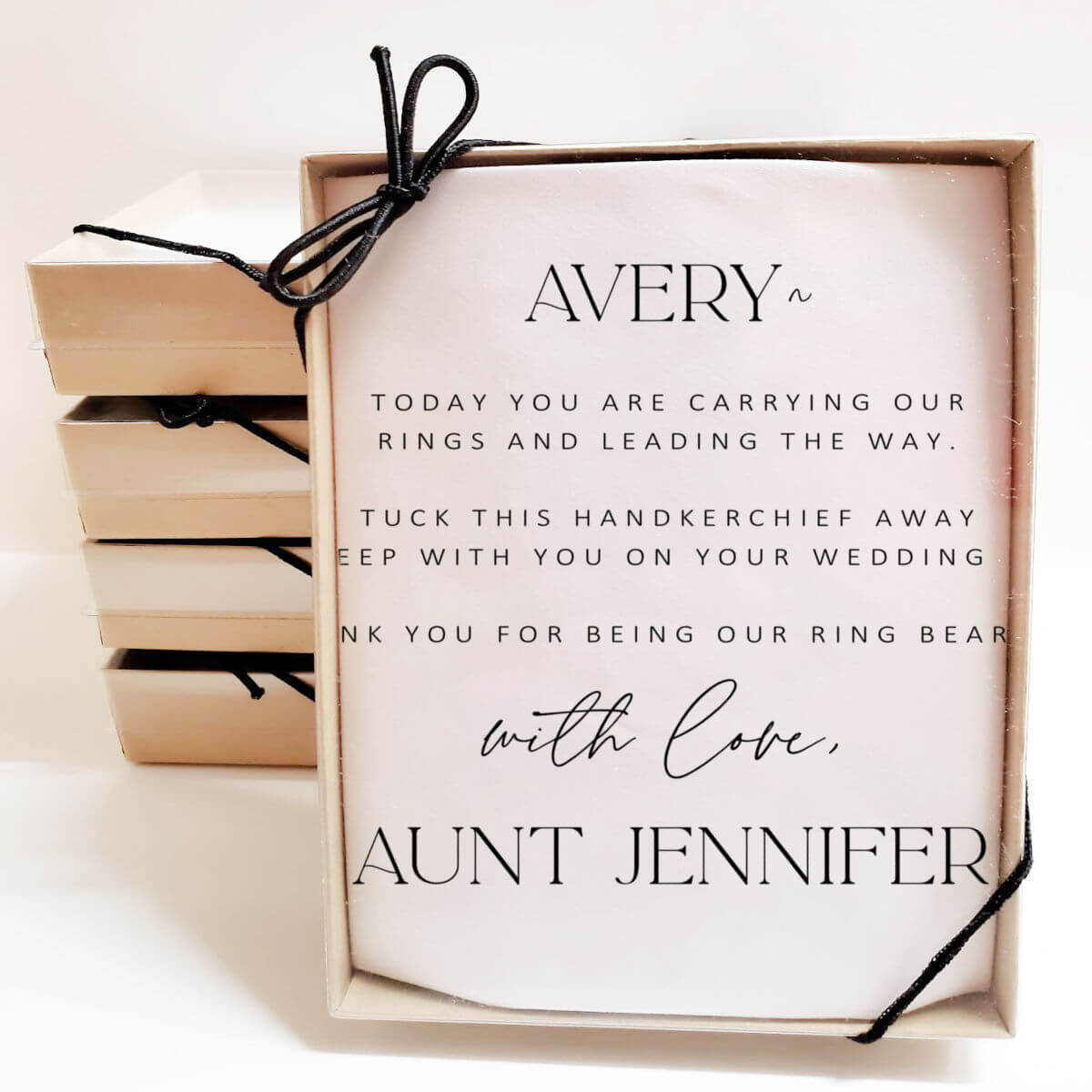 serif ring bearer handkerchief in gift box