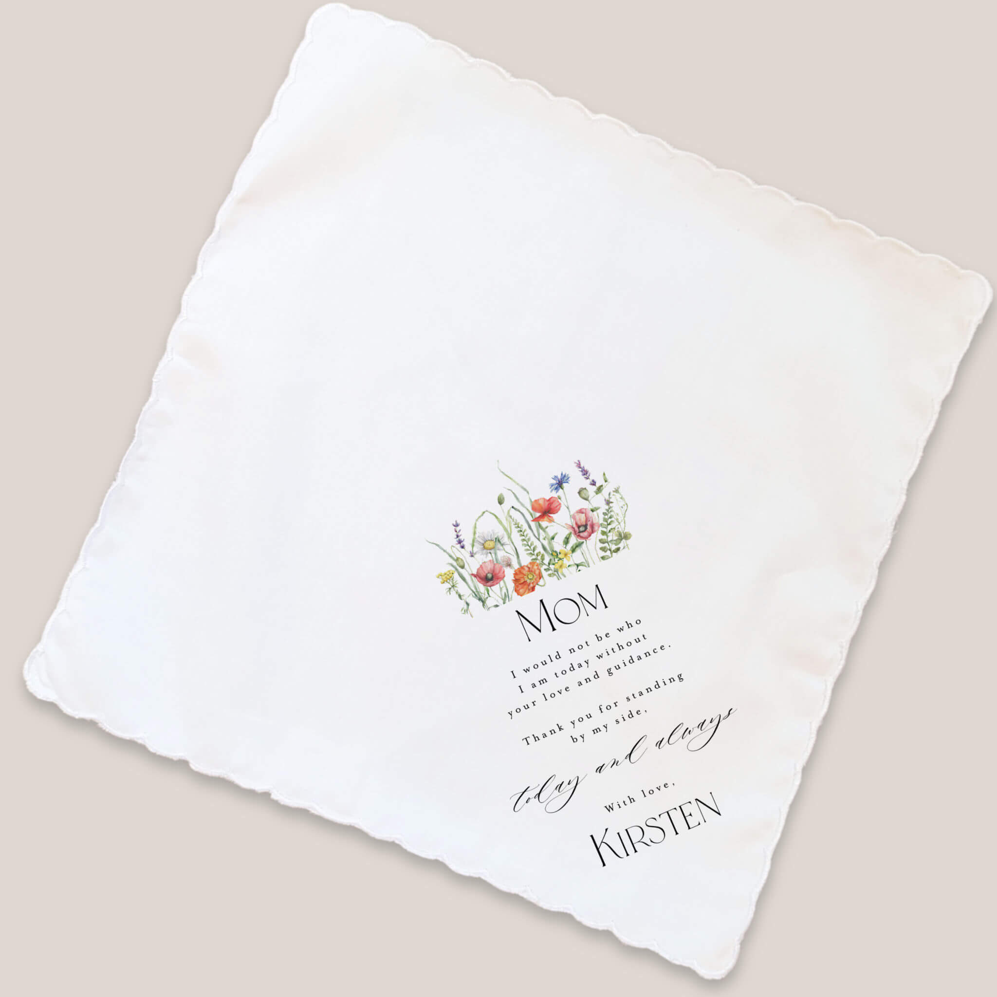 wildflower mom handkerchief on beige background