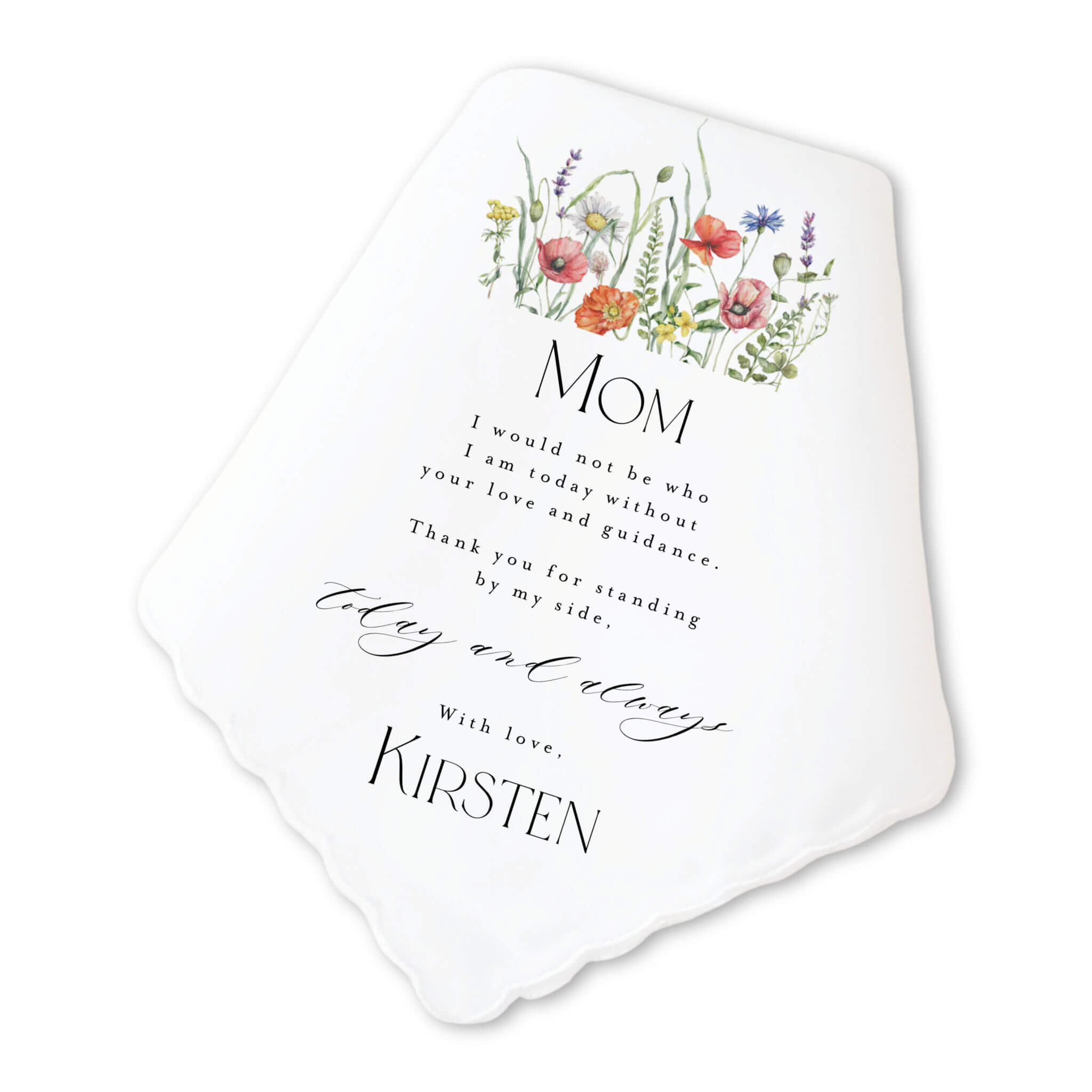 wildflower mother personalized wedding handkerchief gift