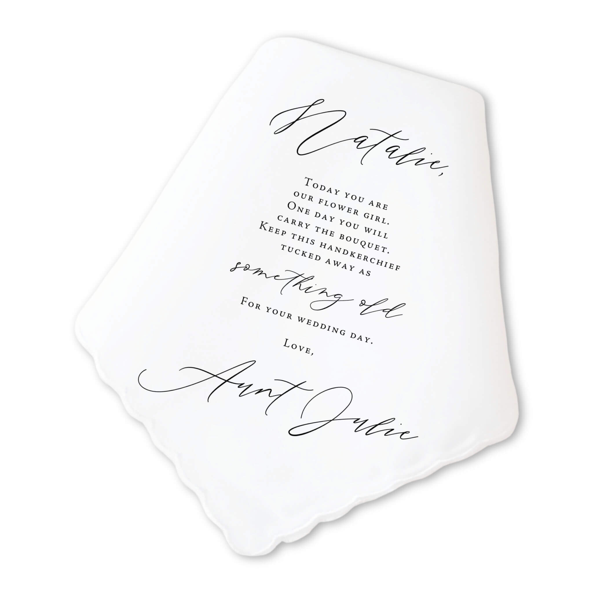classic flower girl personalized handkerchief wedding gift