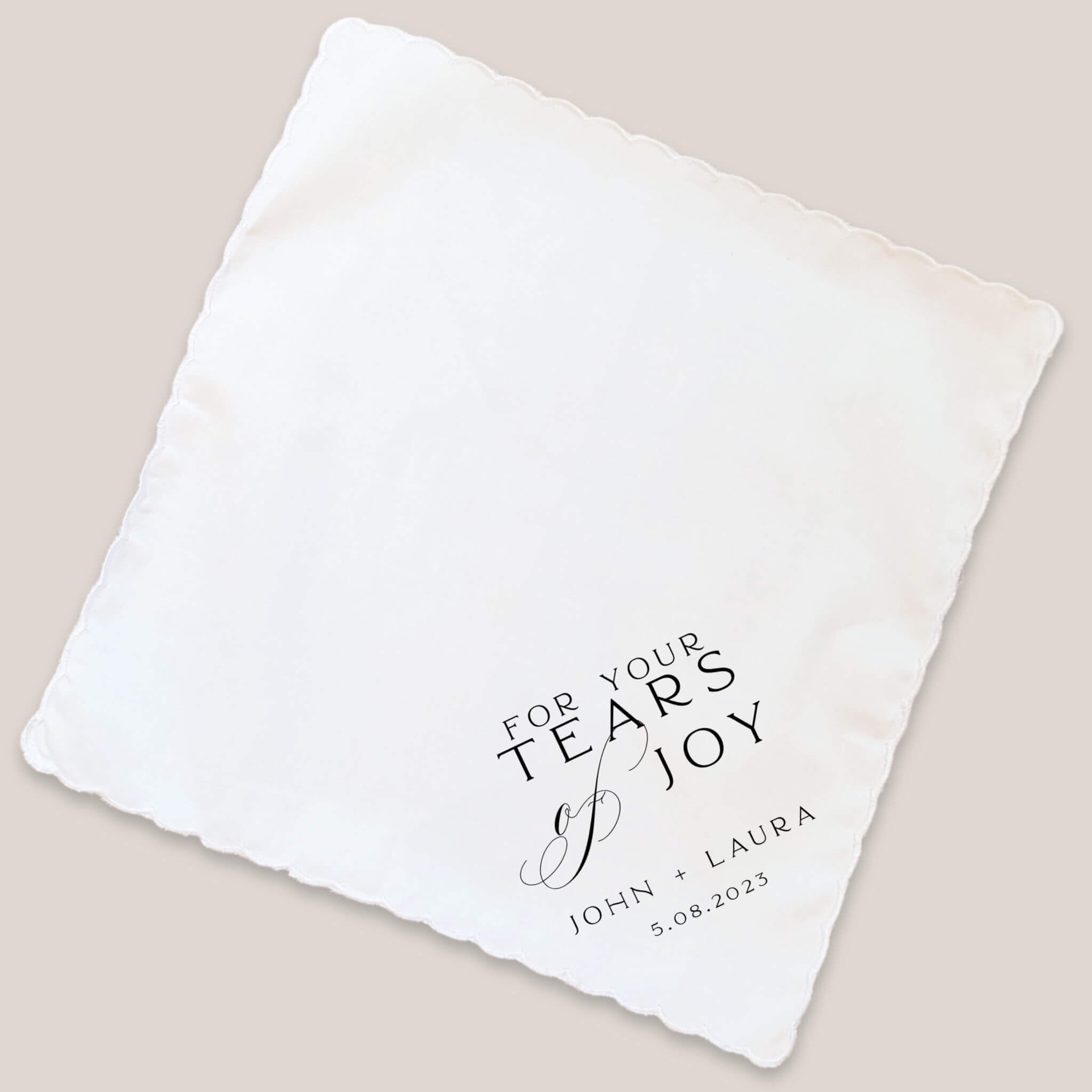 classic tears of joy handkerchief on beige background