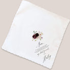 dark blooms mother of bride handkerchief on beige background