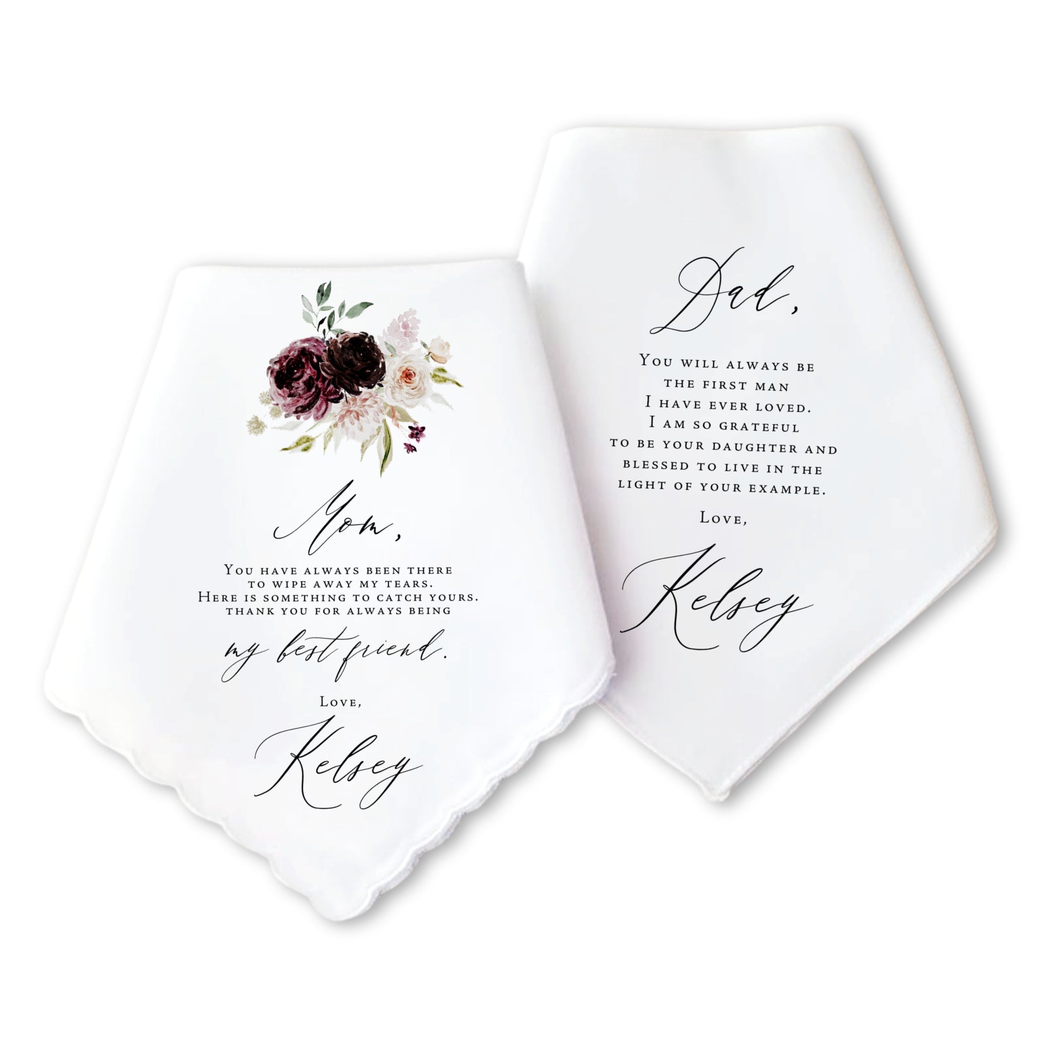 dark blooms parents of the bride handkerchief