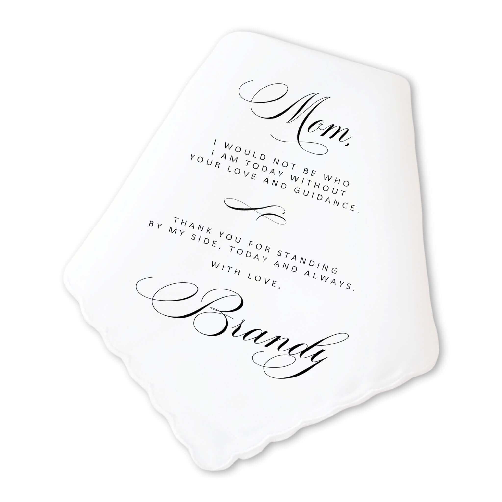 Formal Script mother of the bride personalized handkerchief wedding gift