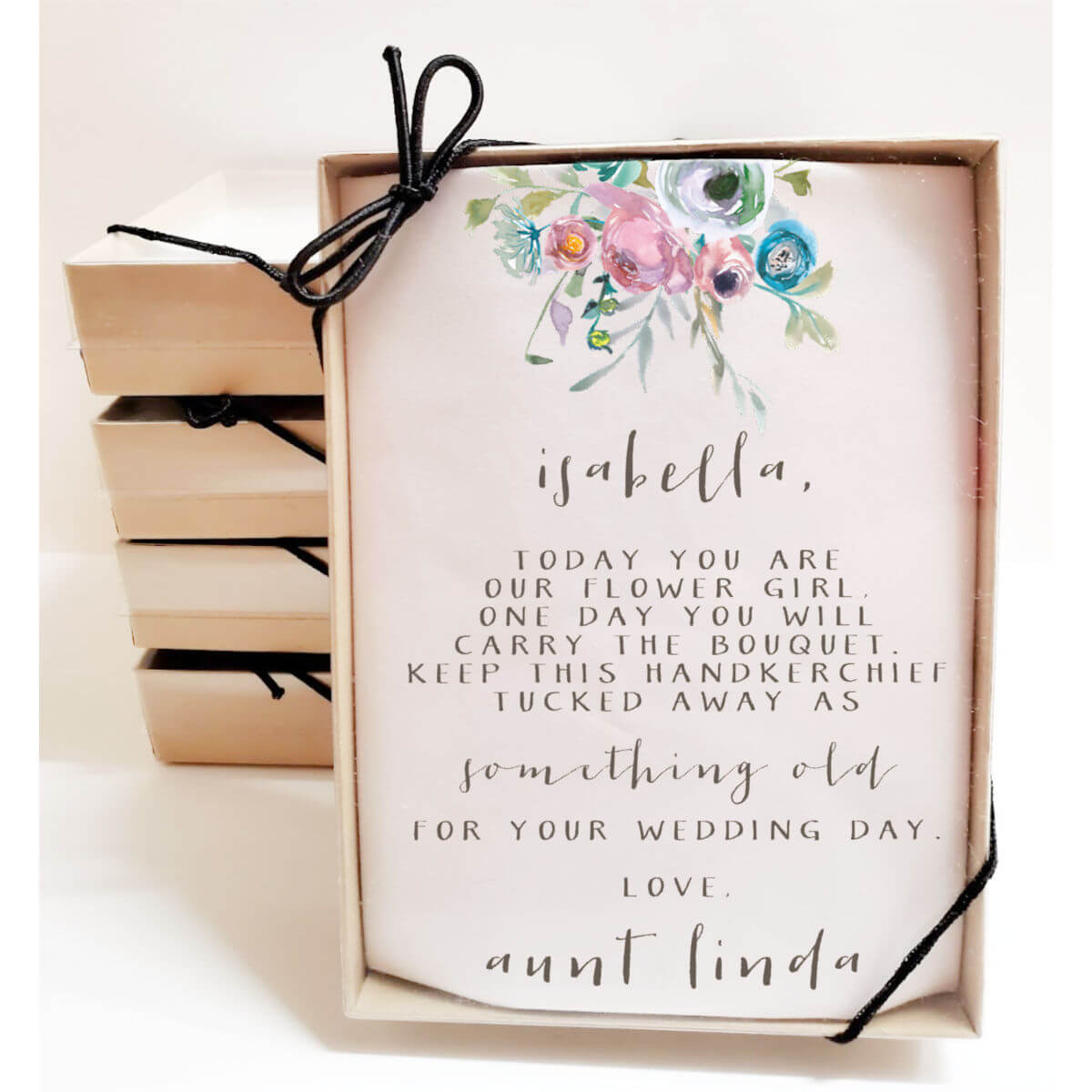 fresh flower girl handkerchief in gift box