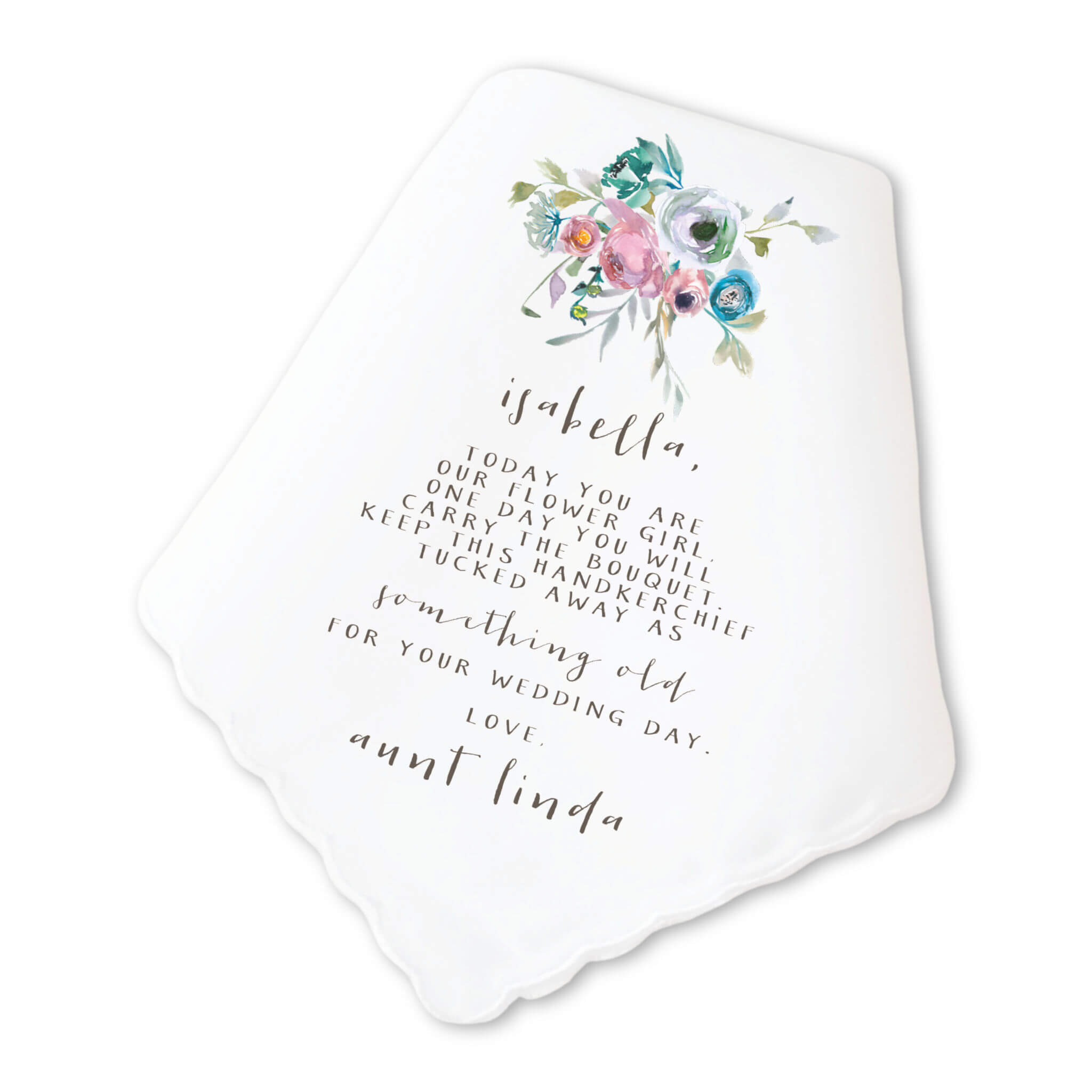 fresh floral flower girl handkerchief