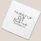 hurry up groom handkerchief on beige background