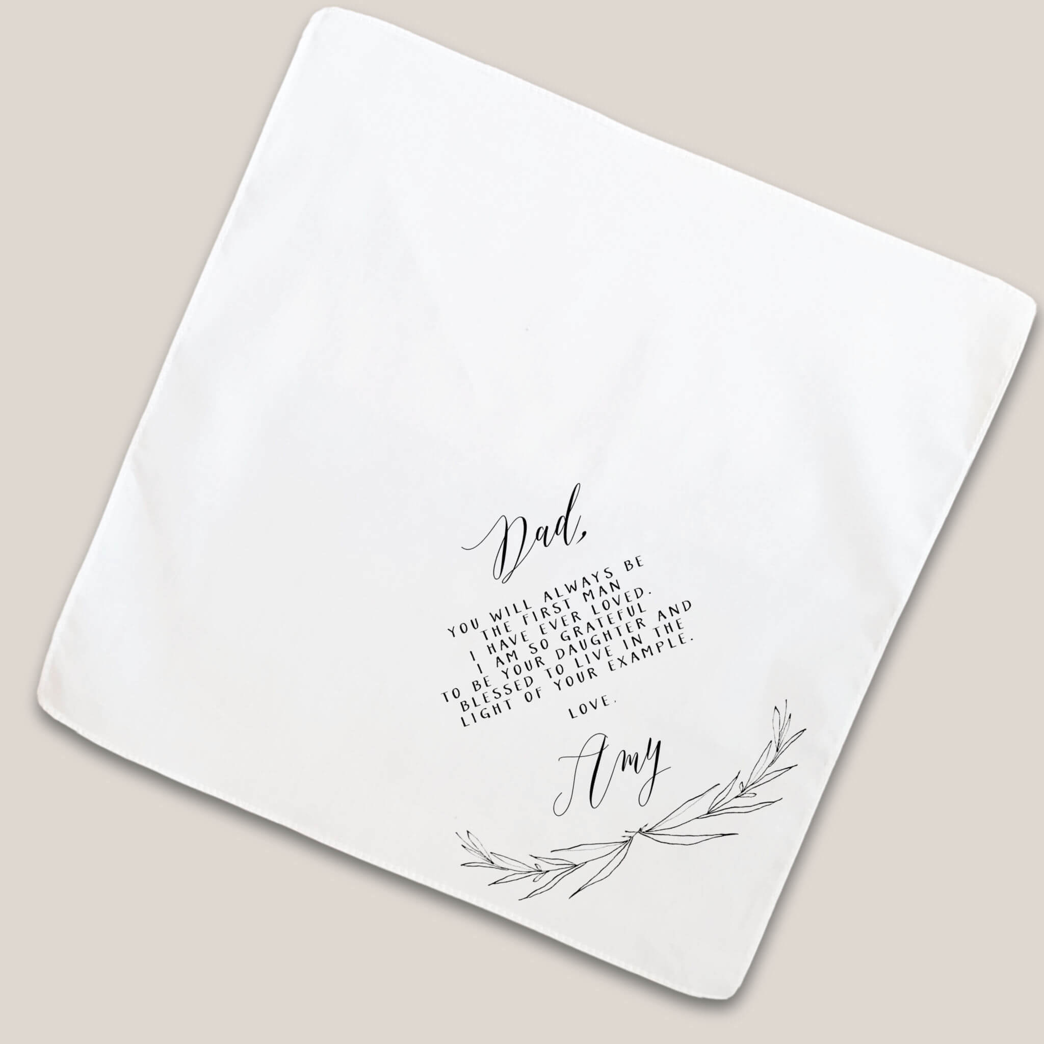 sketch father of bride handkerchief on beige background