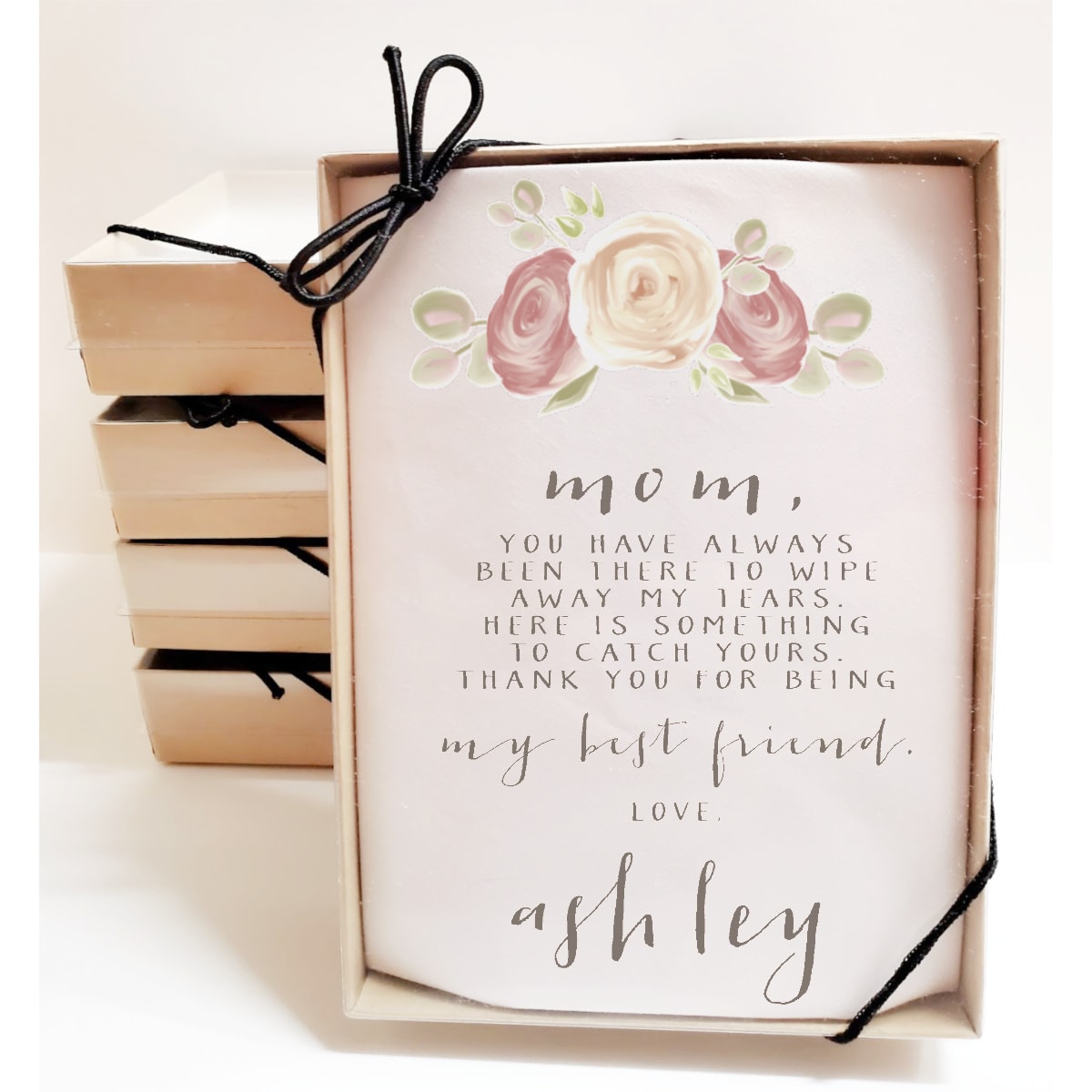 tea rose mother of bride handkerchief in gift box