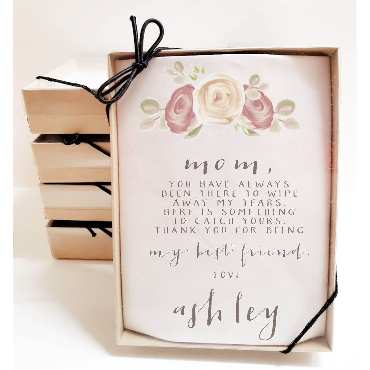 tea rose mother of bride handkerchief in gift box