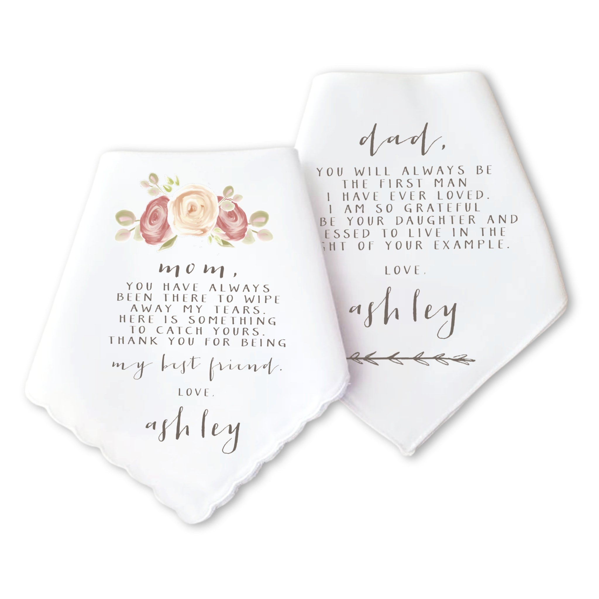 tea rose parents of the bride handkerchief