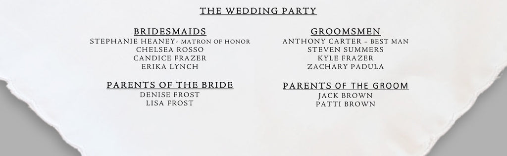 wedding party details on ceremony program