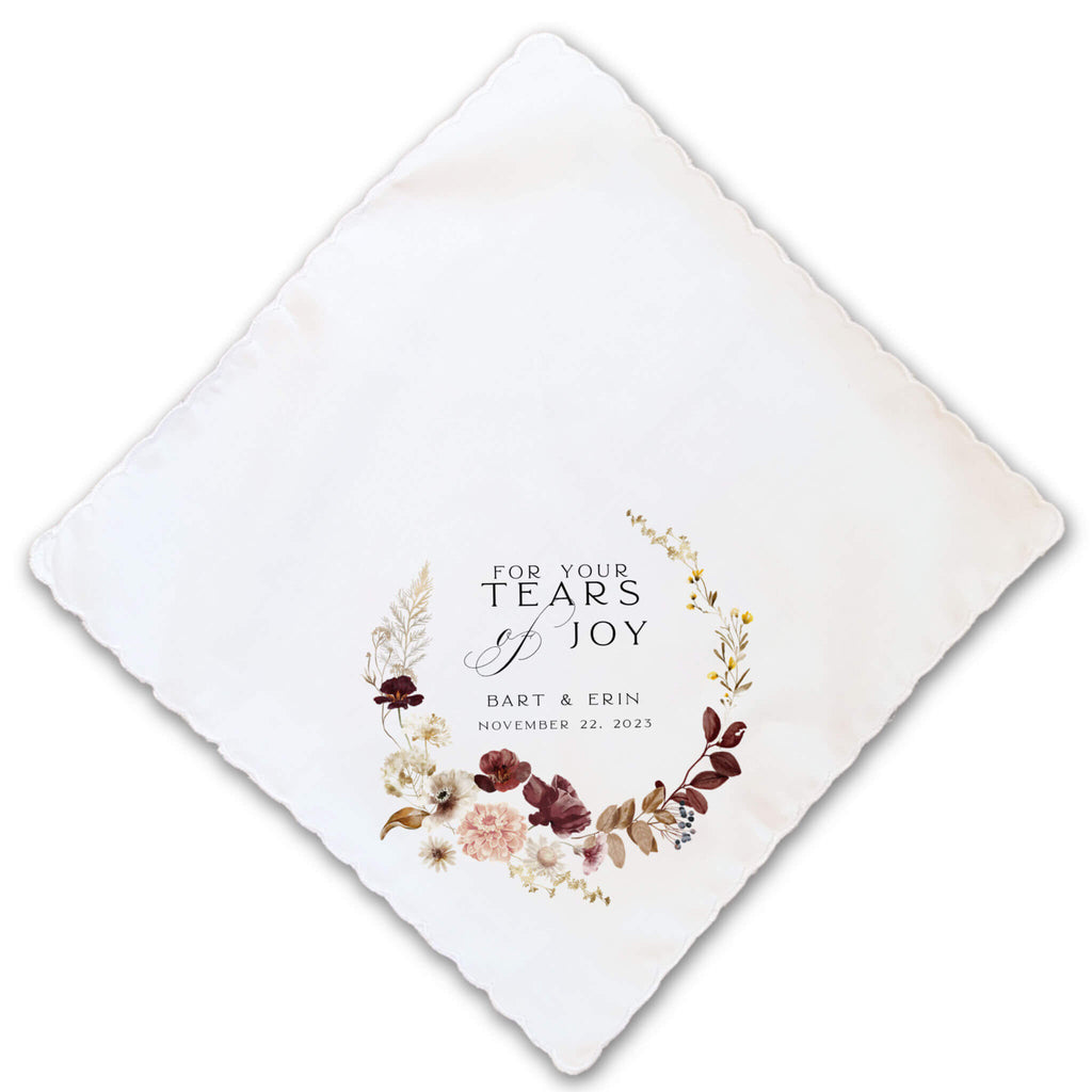 fall floral tears of joy handkerchief wedding gift