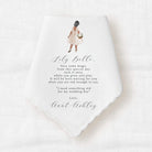 personalized handkerchief wedding keepsake with picture of flower girl and custom message from bride