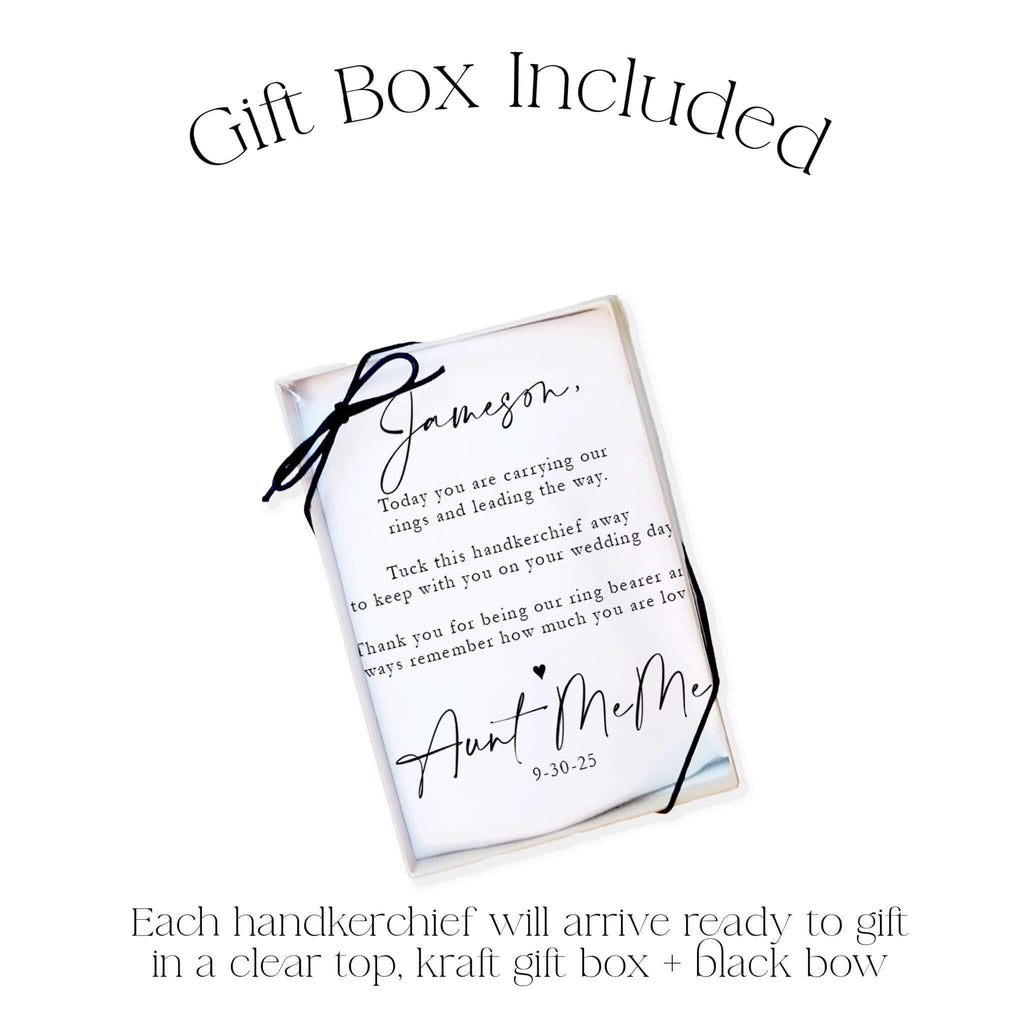 modern pen ring bearer handkerchief in gift box promo