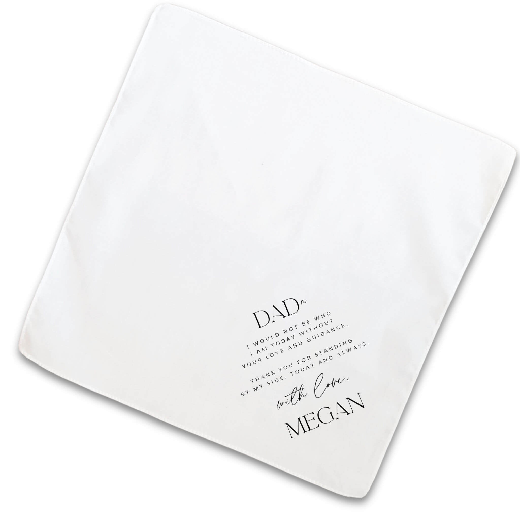 serif father handkerchief open flat on white background