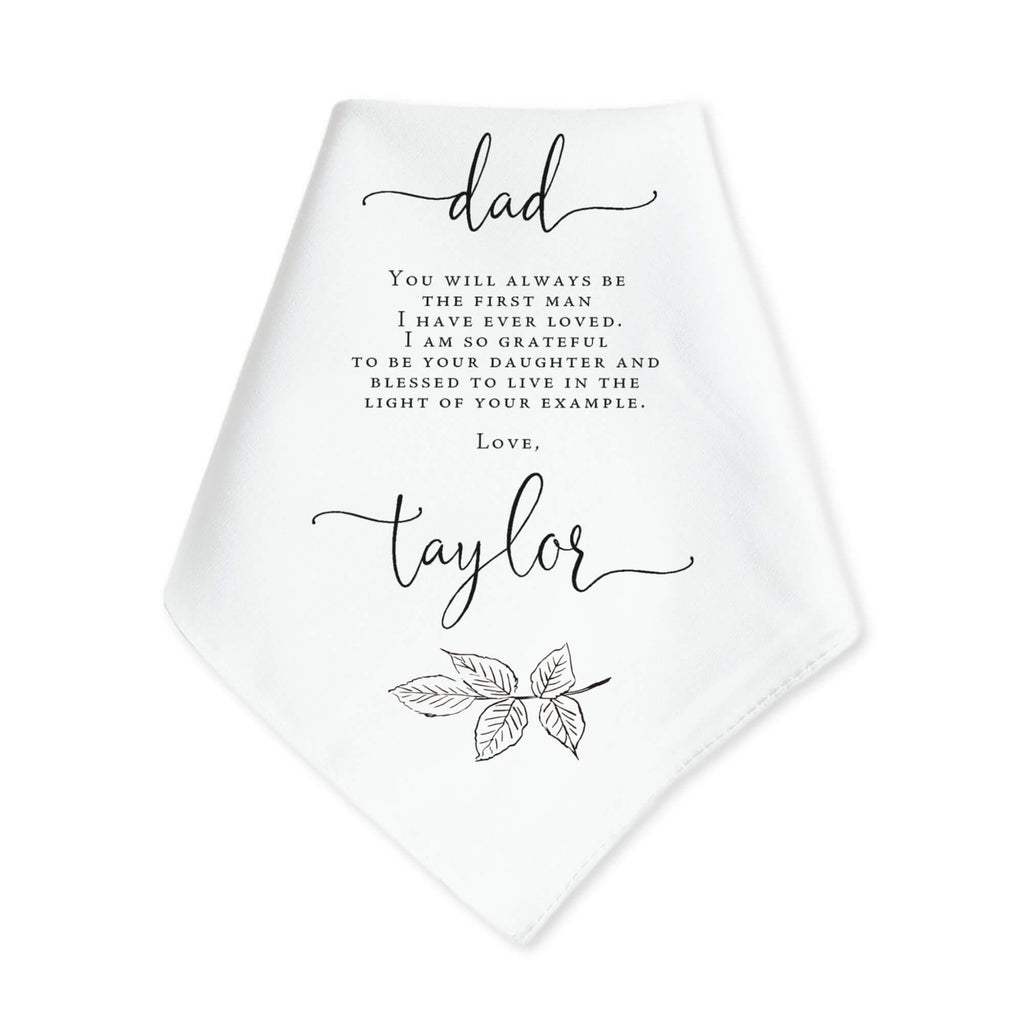 swash leaf father of the bride personalized handkerchief from daughter