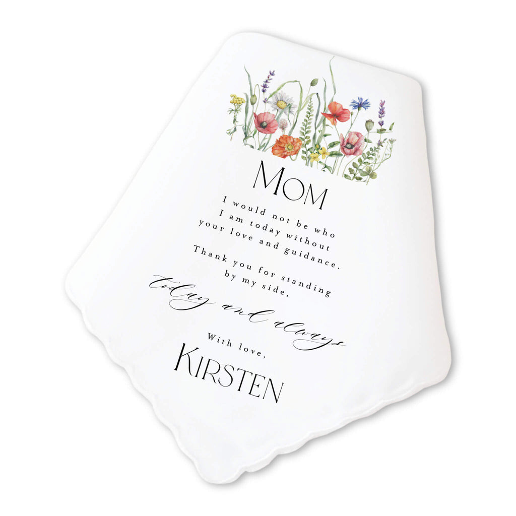 wildflower mother personalized wedding handkerchief gift