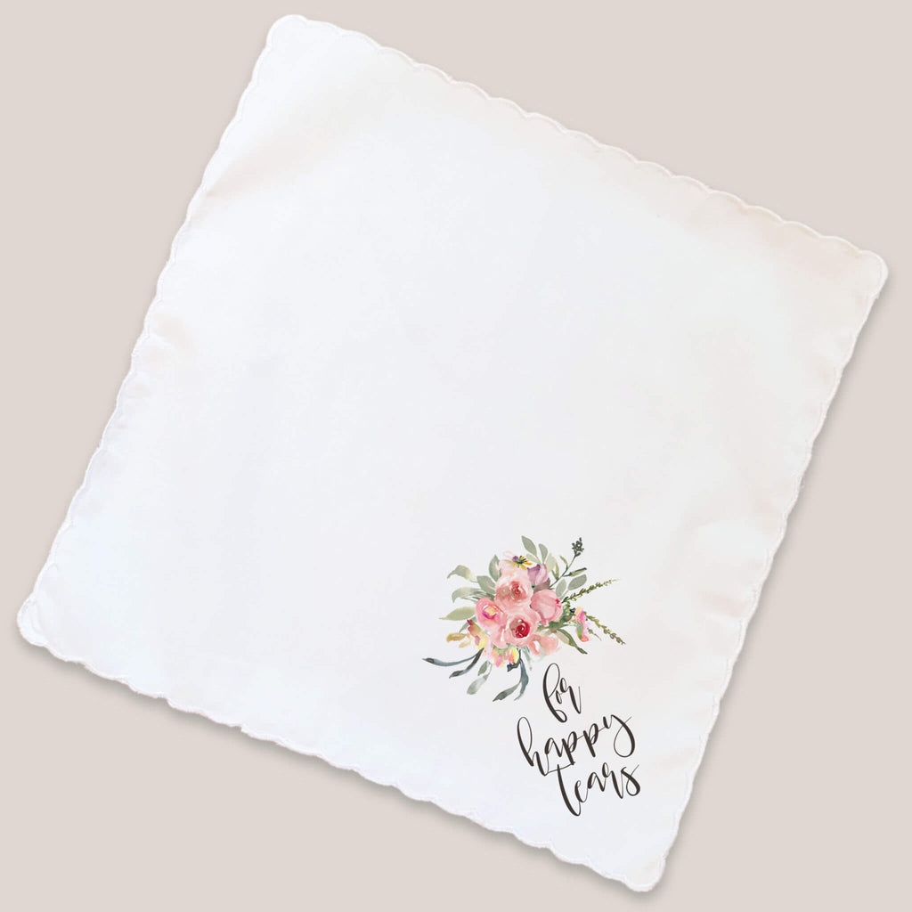 blush bouquet handkerchief on beige background