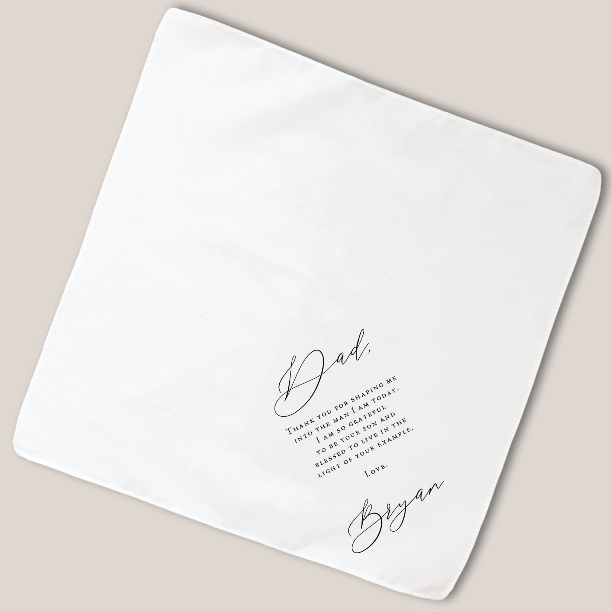 classic father of groom handkerchief on beige background