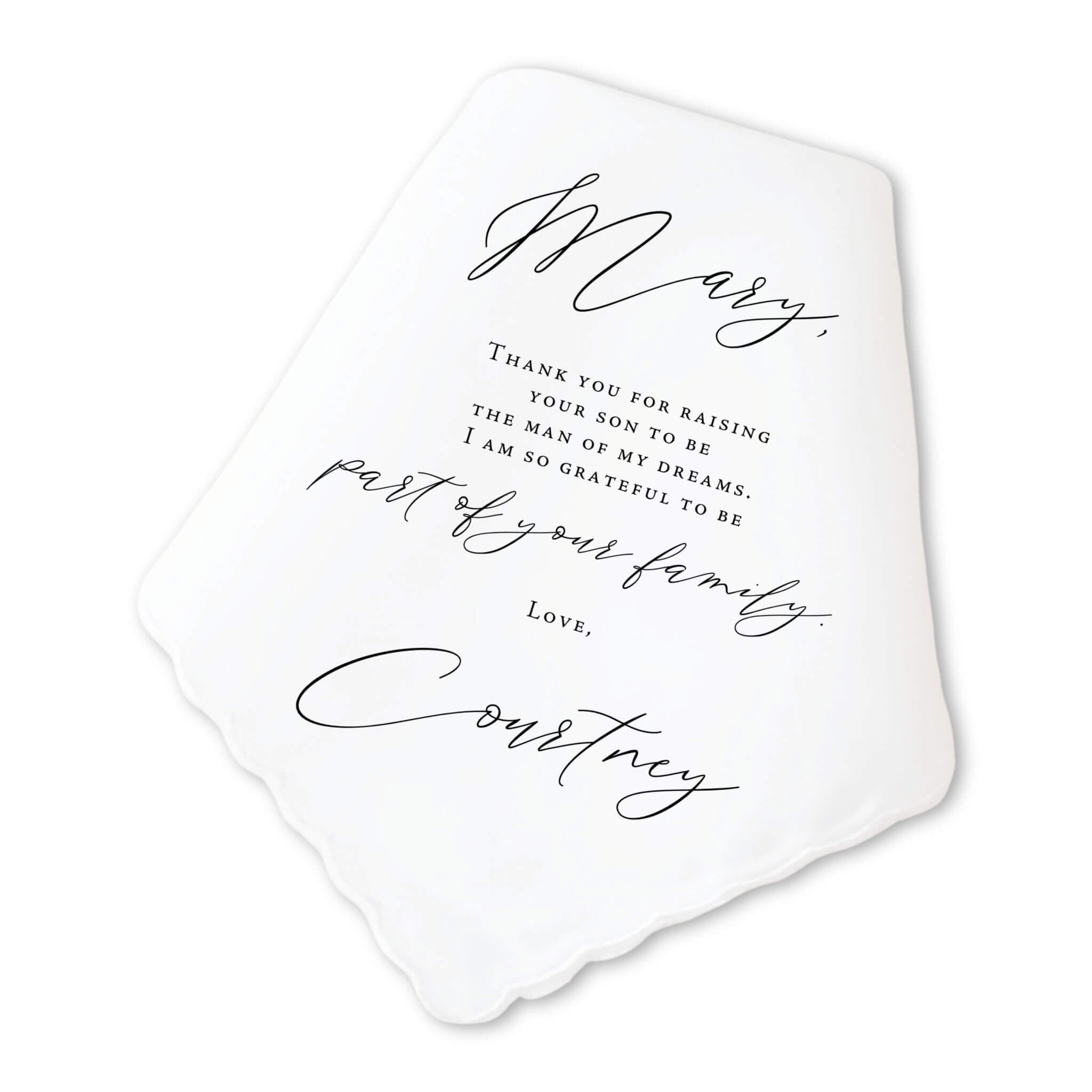 classic mother in law personalized handkerchief wedding gift