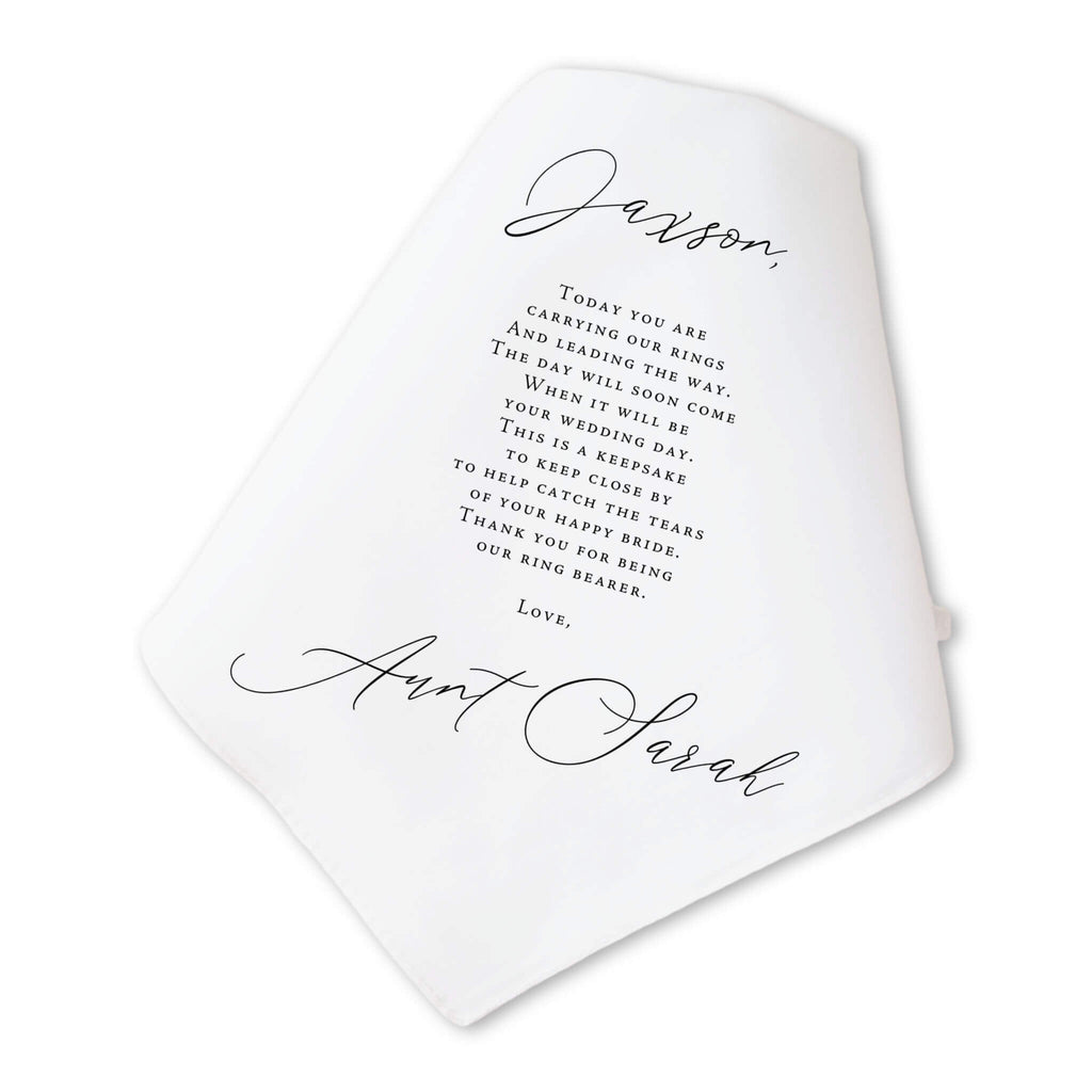 classic ring bear personalized handkerchief wedding gift