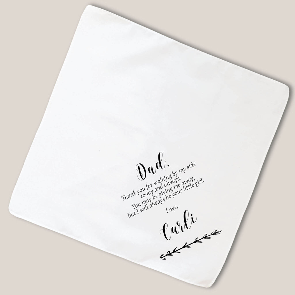 distinct laurel father of the bride handkerchief on beige background