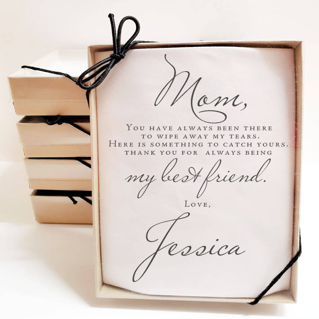 fern mother of bride handkerchief  in gift box