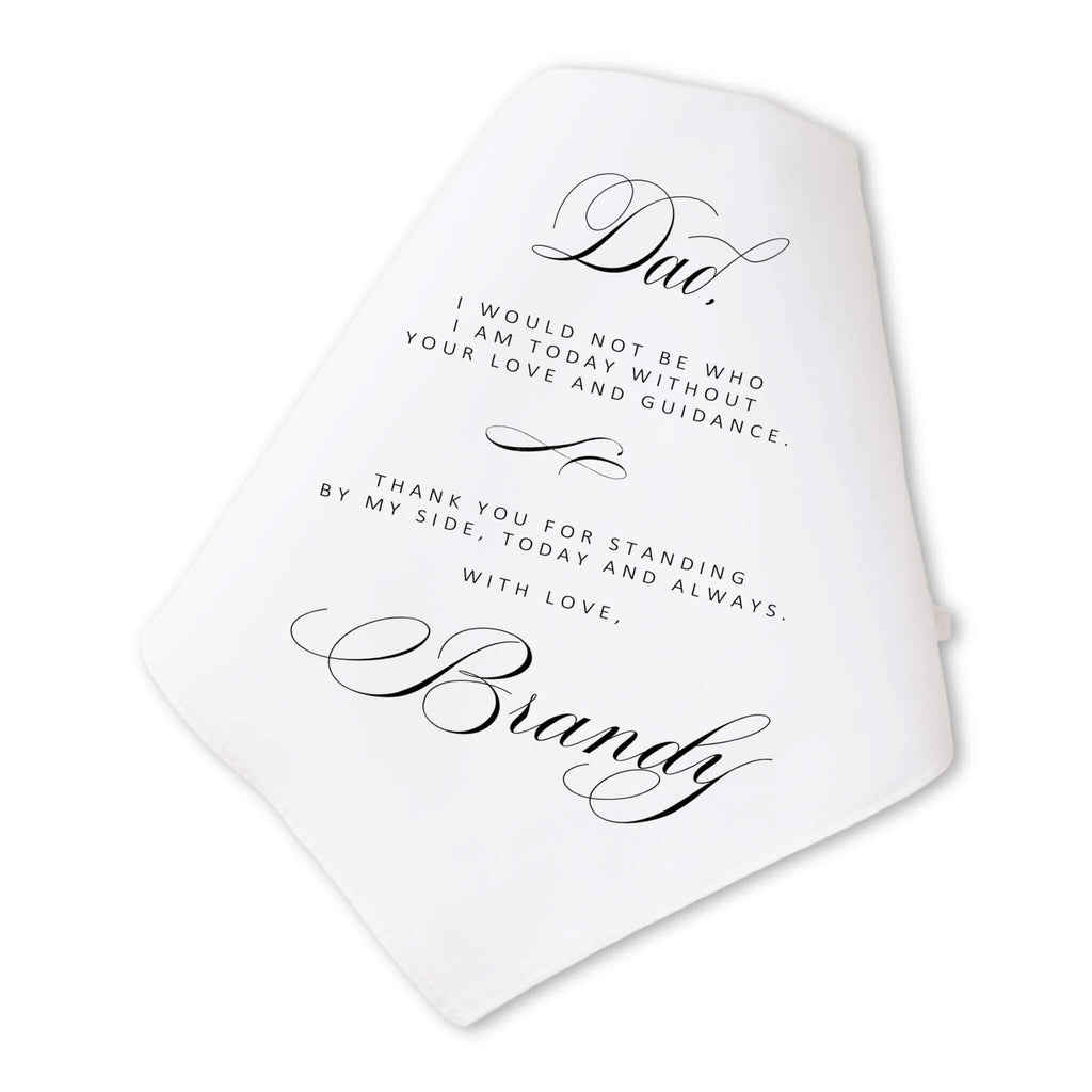 Formal script father of the bride personalized handkerchief wedding gift
