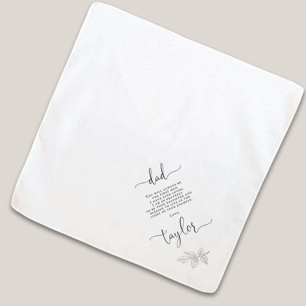 gentle fathe of bride handkerchief on beige background