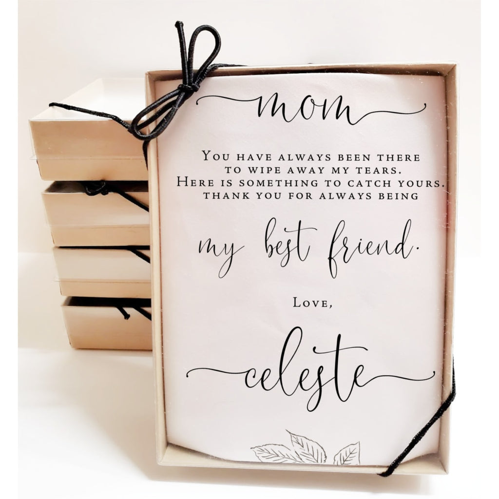 gentle mother of bride handkerchief in gift box