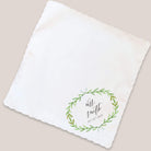 green laurel bride handkerchief on beige background