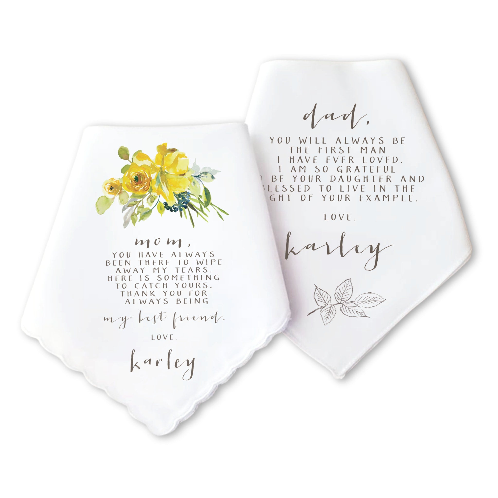 lemon blossom parents of the bride handkerchief