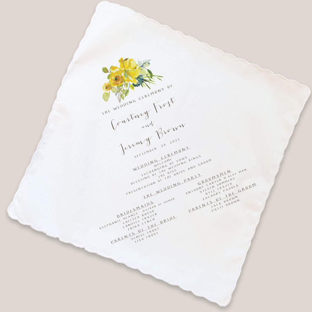 lemon blossom program handkerchief on beige background