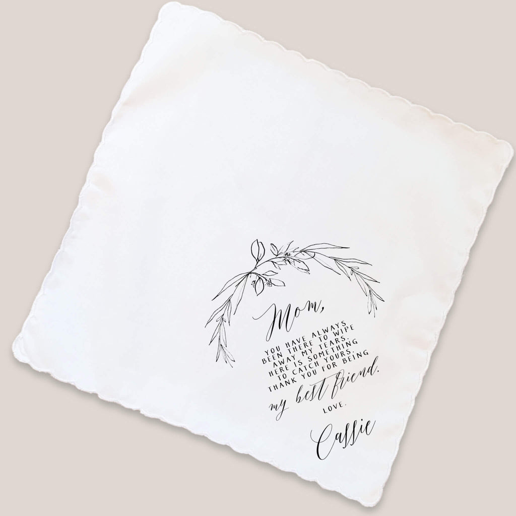 sketch mother of bride handkerchief on beige background