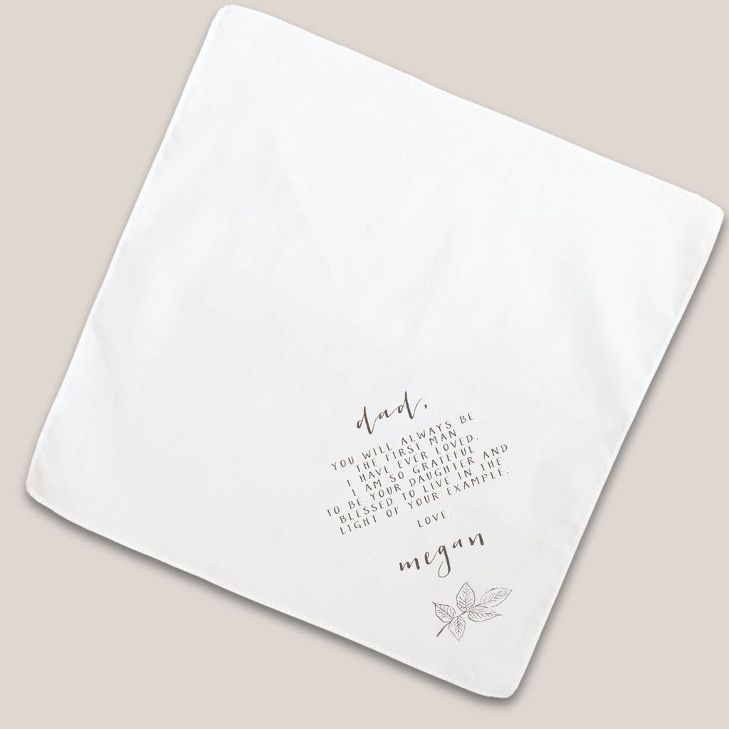 vibrant fall father of bride handkerchief on beige background